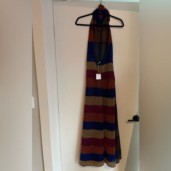 OSÉREE Striped stretch-Lurex halterneck sheer maxi dress - Picture 3 of 5
